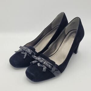 Circa Joan & David Black Suede block Heels Pumps womens size 8.5